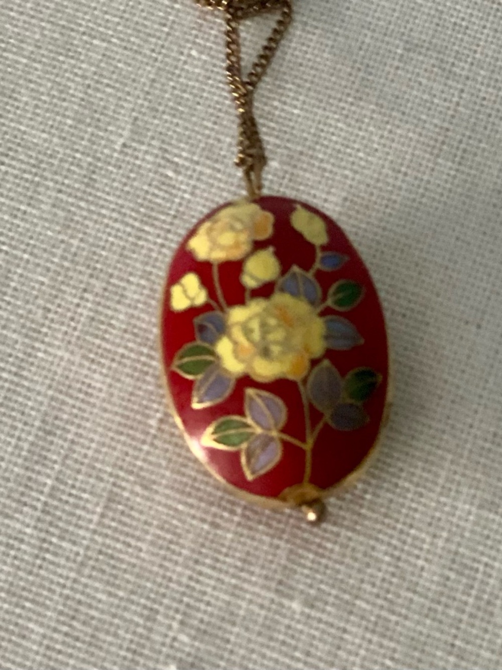 Vintage  Cloisonné Pendant Necklace